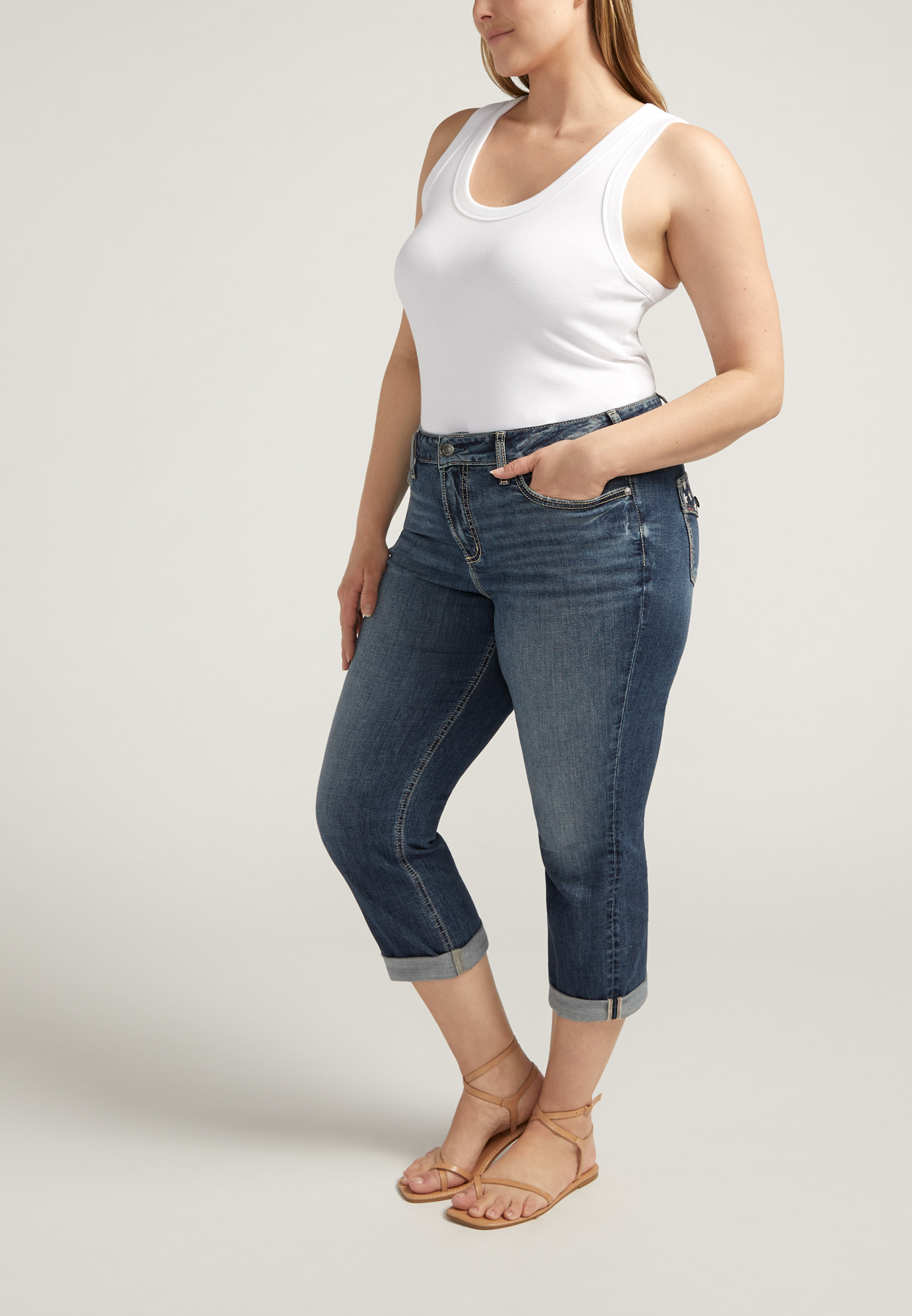 Plus Size Silver Jeans Co.&reg; Suki Curvy Mid Rise Luxe Stretch Americana Cropped Jean, C258, large