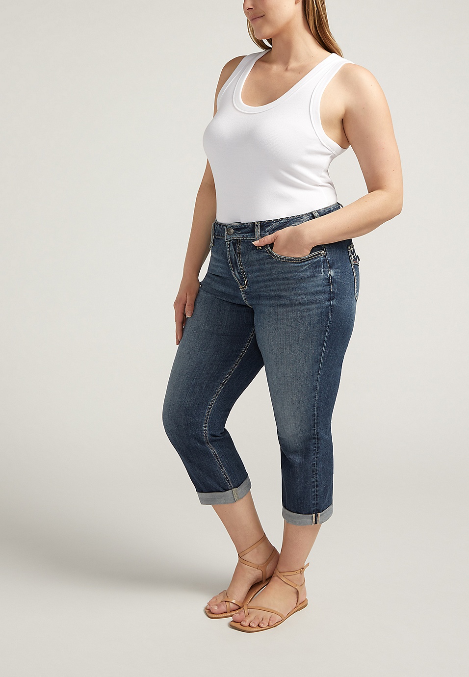 Plus Size Silver Jeans Co.® Suki Curvy Mid Rise Luxe Stretch Americana  Cropped Jean