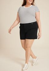 Plus Size Bengaline High Rise 4in Short, BLACK, small