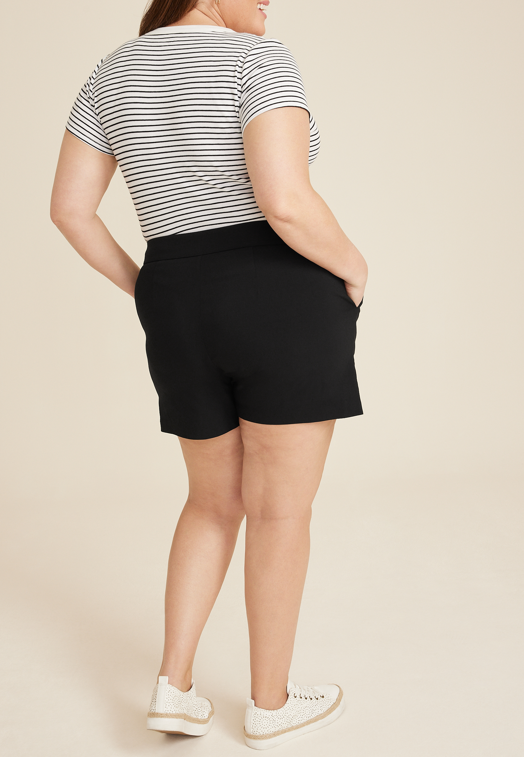 Plus Size Bengaline High Rise 4in Short, BLACK, large
