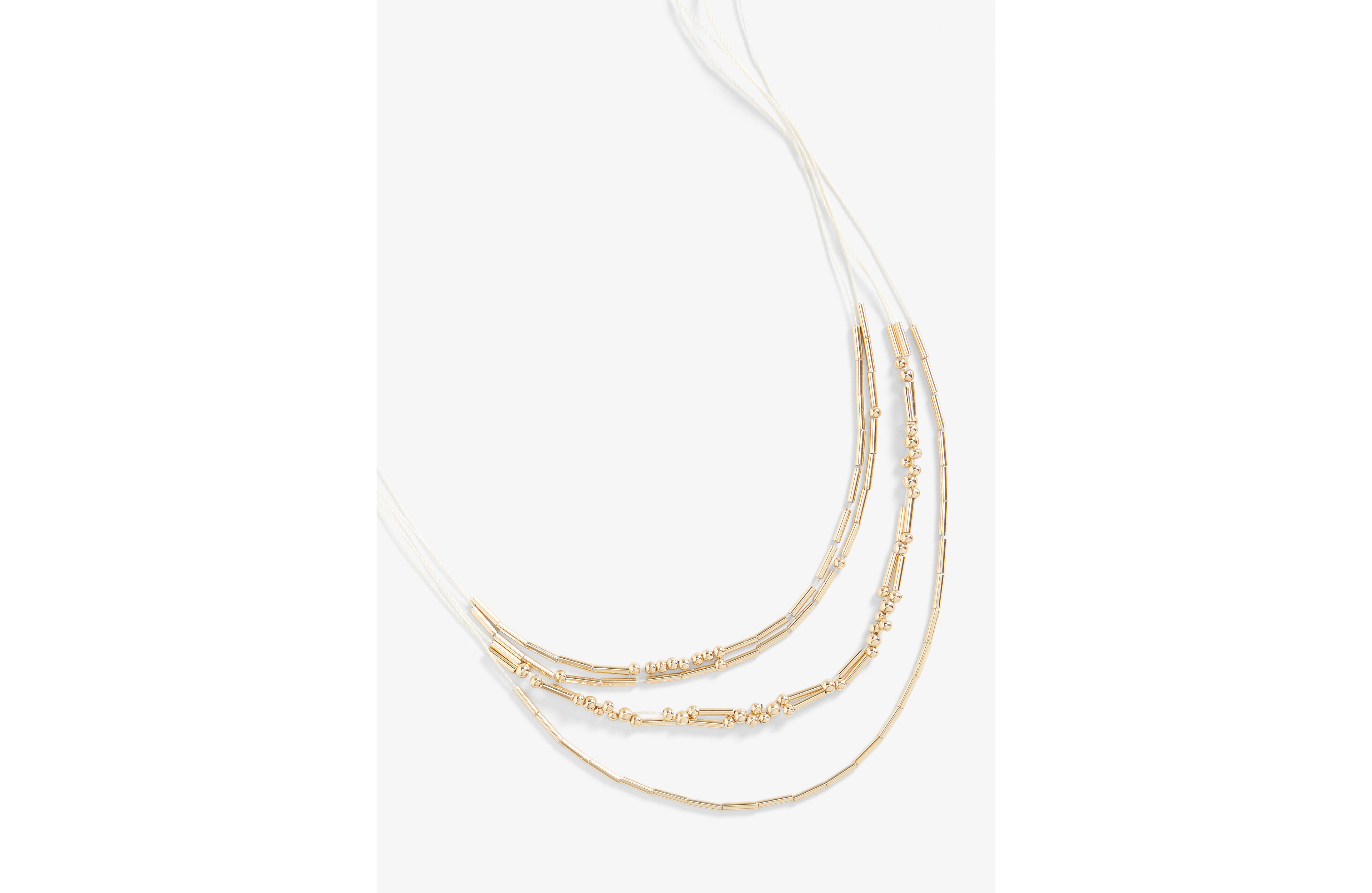 Gold Beaded Layered Necklace