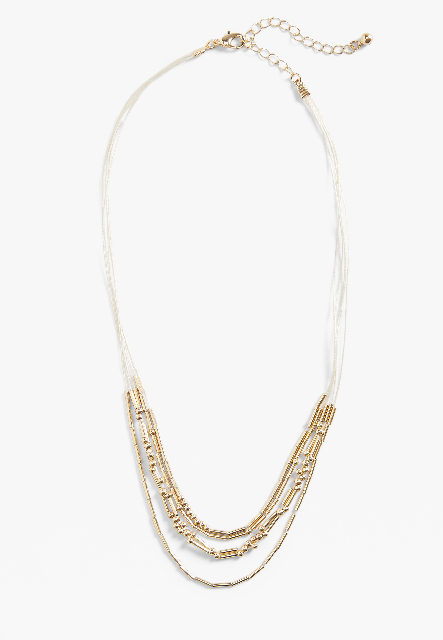 Gold Beaded Layered Necklace, C605, large