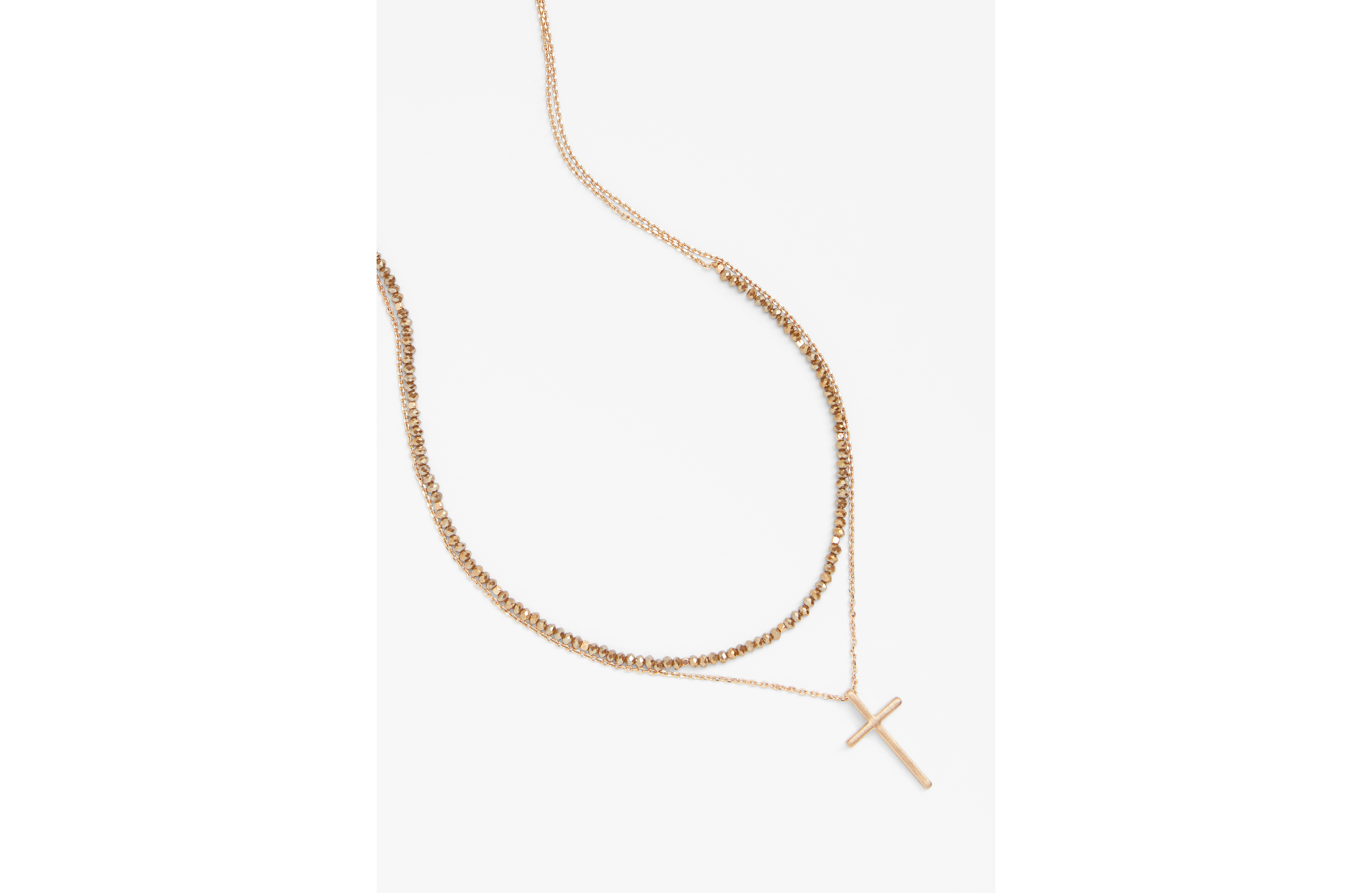 Gold Cross Pendant Layered Necklace