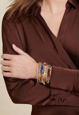 6 Piece Gold Multi Beaded Stretch Bracelet, C6806, small