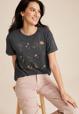 Stacked Floral Relaxed Fit Graphic Tee, C1876, small