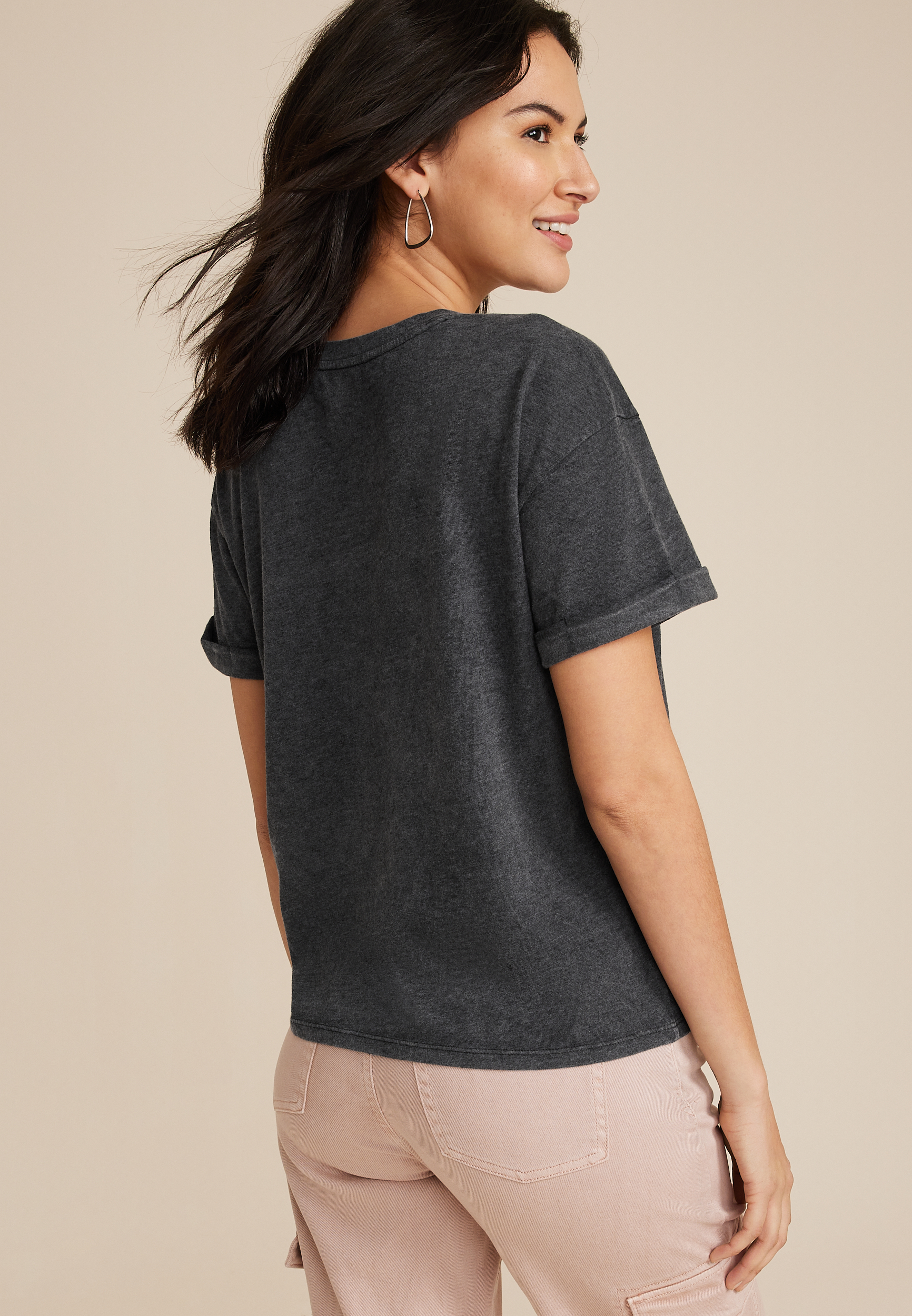 Stacked Floral Relaxed Fit Graphic Tee, C1876, large