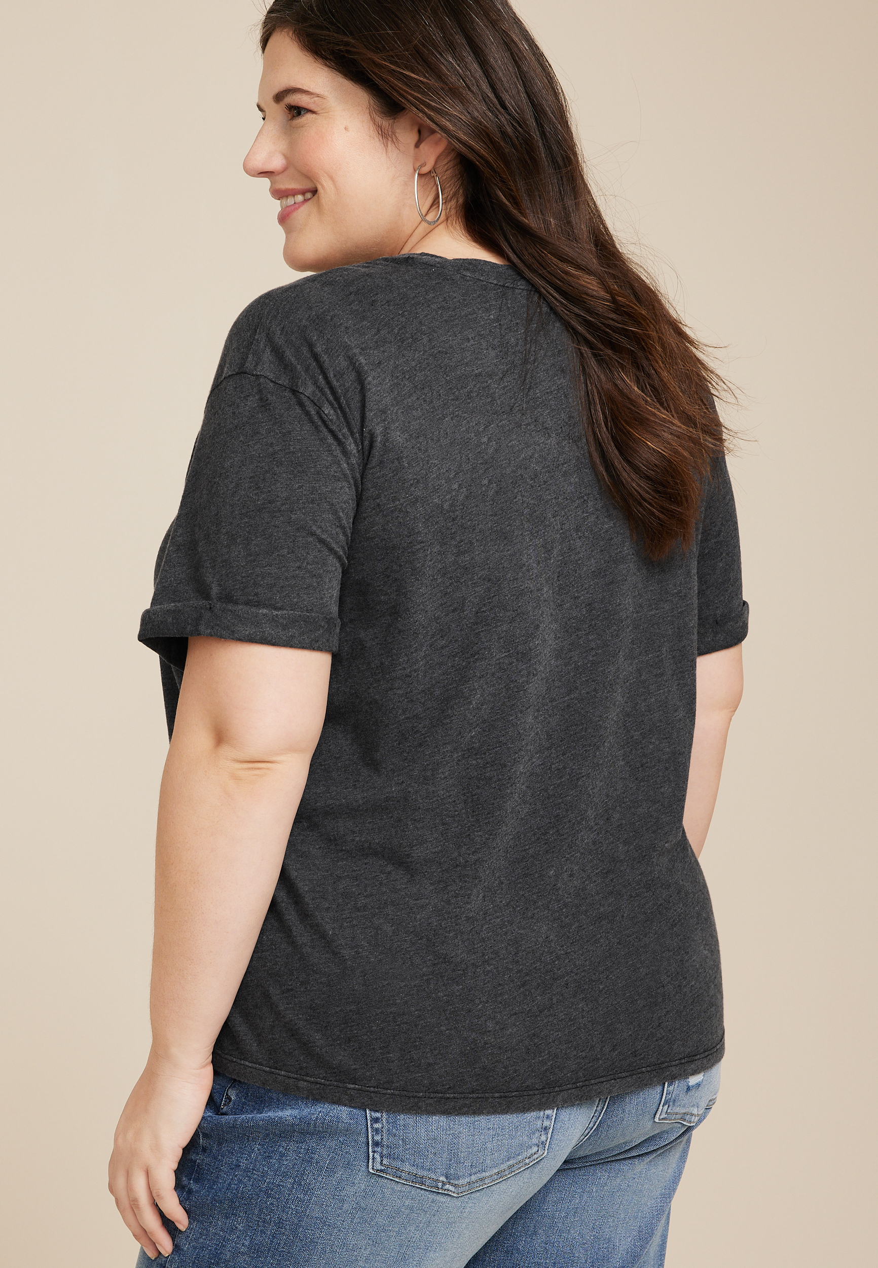 Plus Size Stacked Floral Graphic Tee, C1876, large