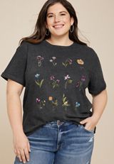 Plus Size Stacked Floral Graphic Tee, C1876, small