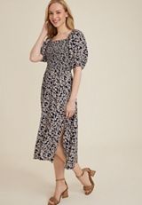 Floral Puff Sleeve Midi Dress, C1943, small