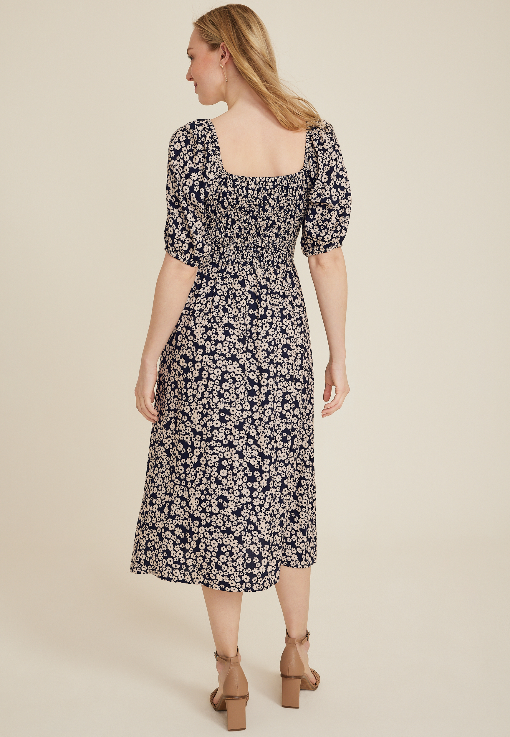 Floral Puff Sleeve Midi Dress, C1943, large
