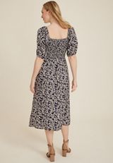 Floral Puff Sleeve Midi Dress, C1943, small