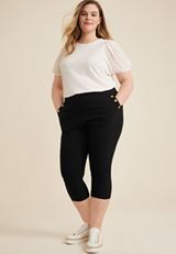 Plus Size Bengaline High Rise Sailor Capri, C106, small