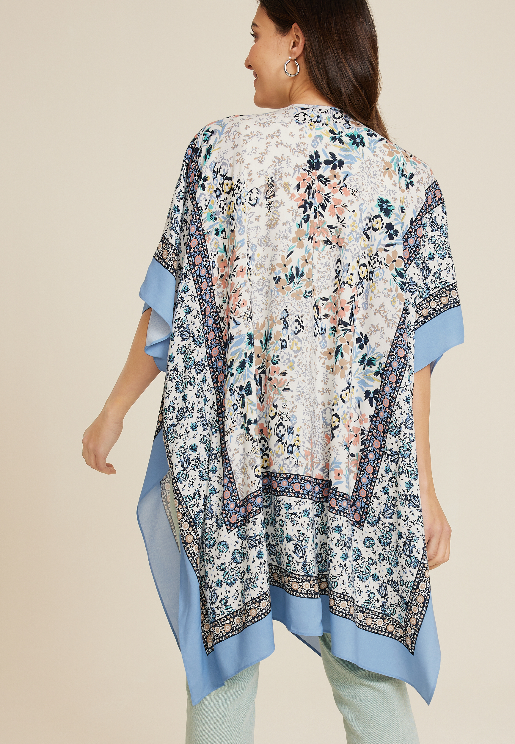 Floral Border Kimono, MULTI, large