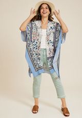 Floral Border Kimono, MULTI, small