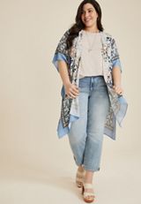 Floral Border Kimono, MULTI, small