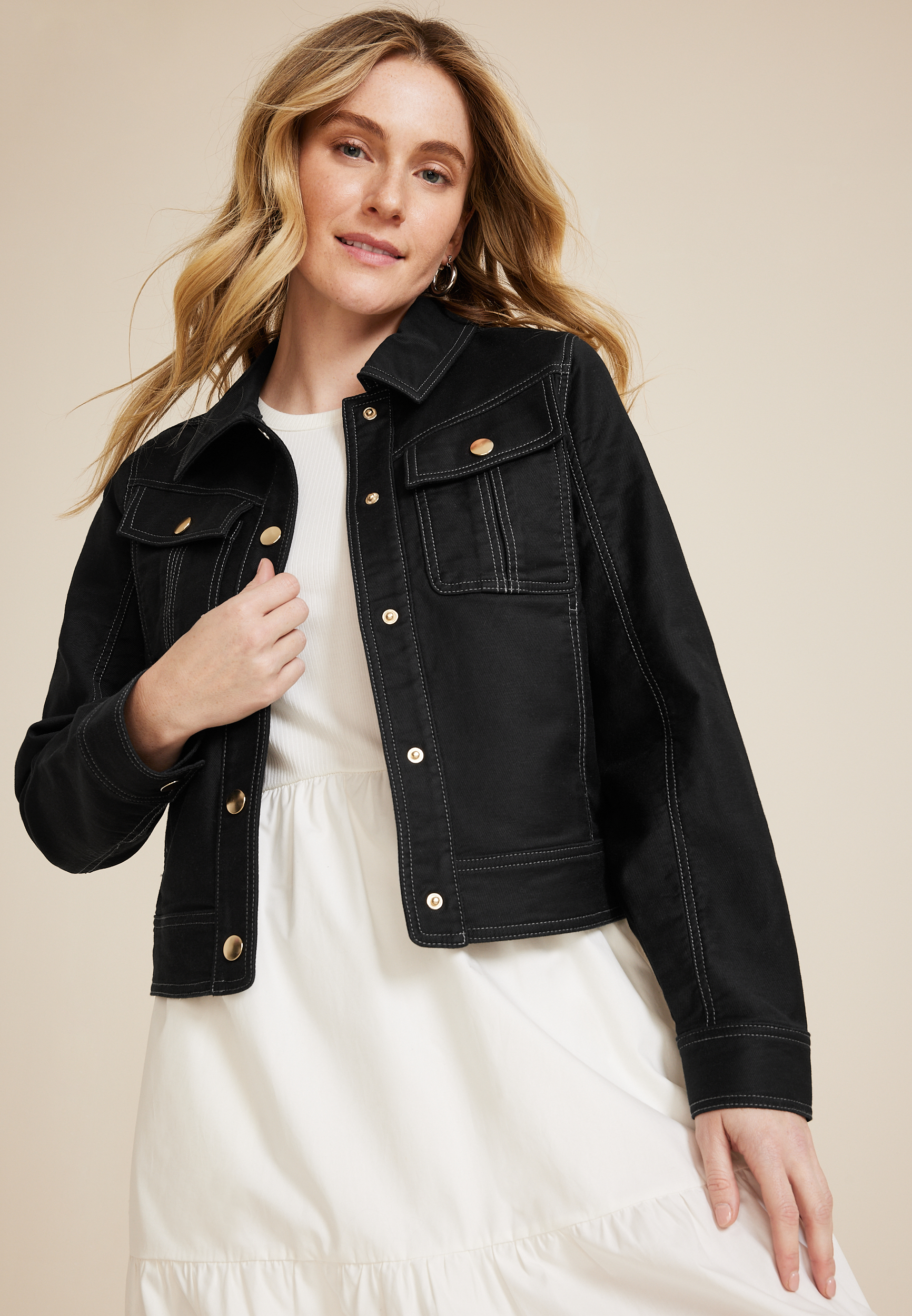 Cropped Twill Jacket