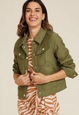 Cropped Twill Jacket, C8780, small