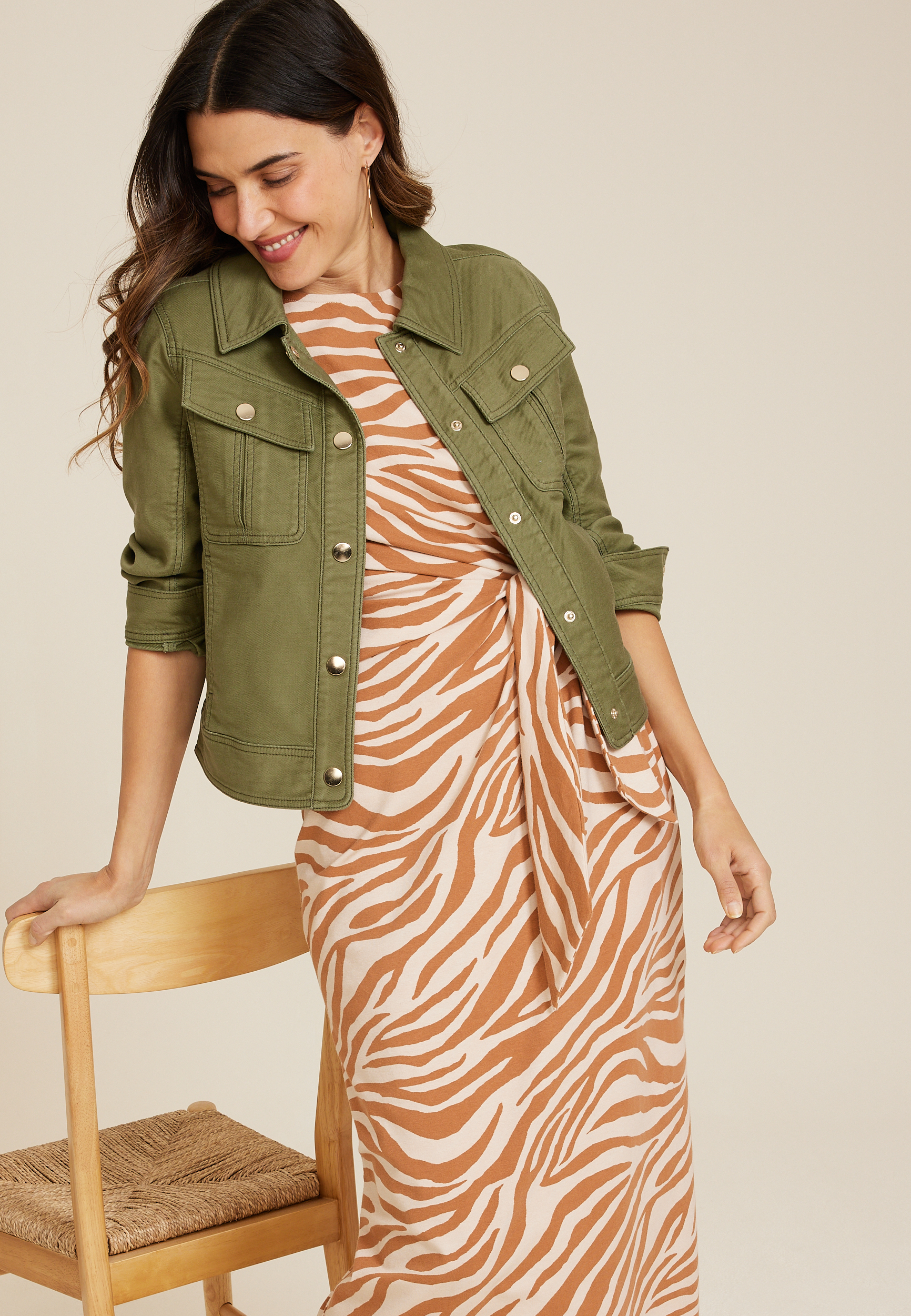 Cropped Twill Jacket, C8780, large
