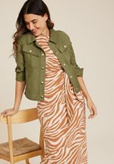 Cropped Twill Jacket, C8780, small