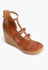 SuperCush Ava Python Cork Wedge, COGNAC, small
