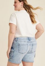Plus Size edgely&trade; Cargo Mid Rise 6in Relaxed Boyfriend Short, LIGHT SANDBLAST, small