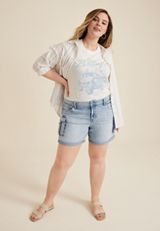 Plus Size edgely&trade; Cargo Mid Rise 6in Relaxed Boyfriend Short, LIGHT SANDBLAST, small