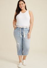 Plus Size m jeans by maurices&trade; Mid Rise Belted Waist Straight Cropped Jean, C2806, small