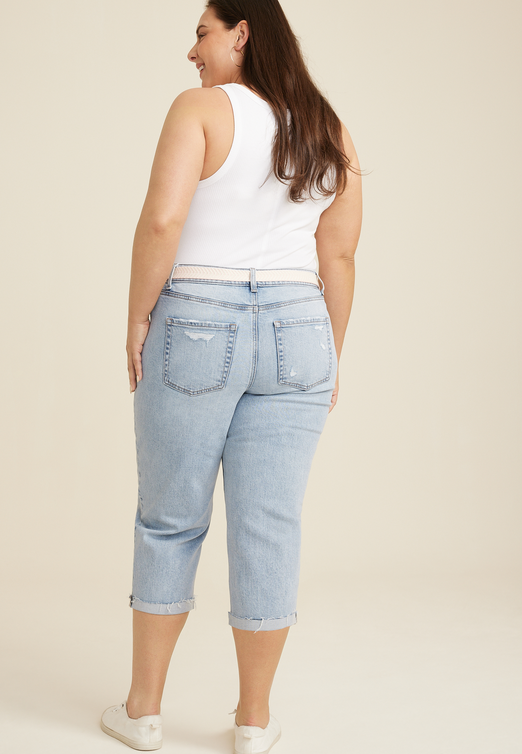 Plus Size m jeans by maurices&trade; Mid Rise Belted Waist Straight Cropped Jean, C2806, large