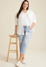 Plus Size m jeans by maurices&trade; Mid Rise Belted Waist Straight Cropped Jean, C2806, small