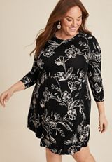 Plus Size 24/7 Floral Empire Waist Skater Dress, C1756, small
