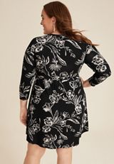 Plus Size 24/7 Floral Empire Waist Skater Dress, C1756, small