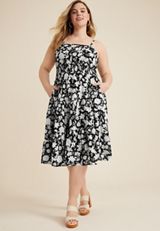 Plus Size Floral Smocked Midi Dress, C1756, small