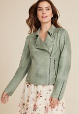 Faux Suede Moto Jacket, C4854, small