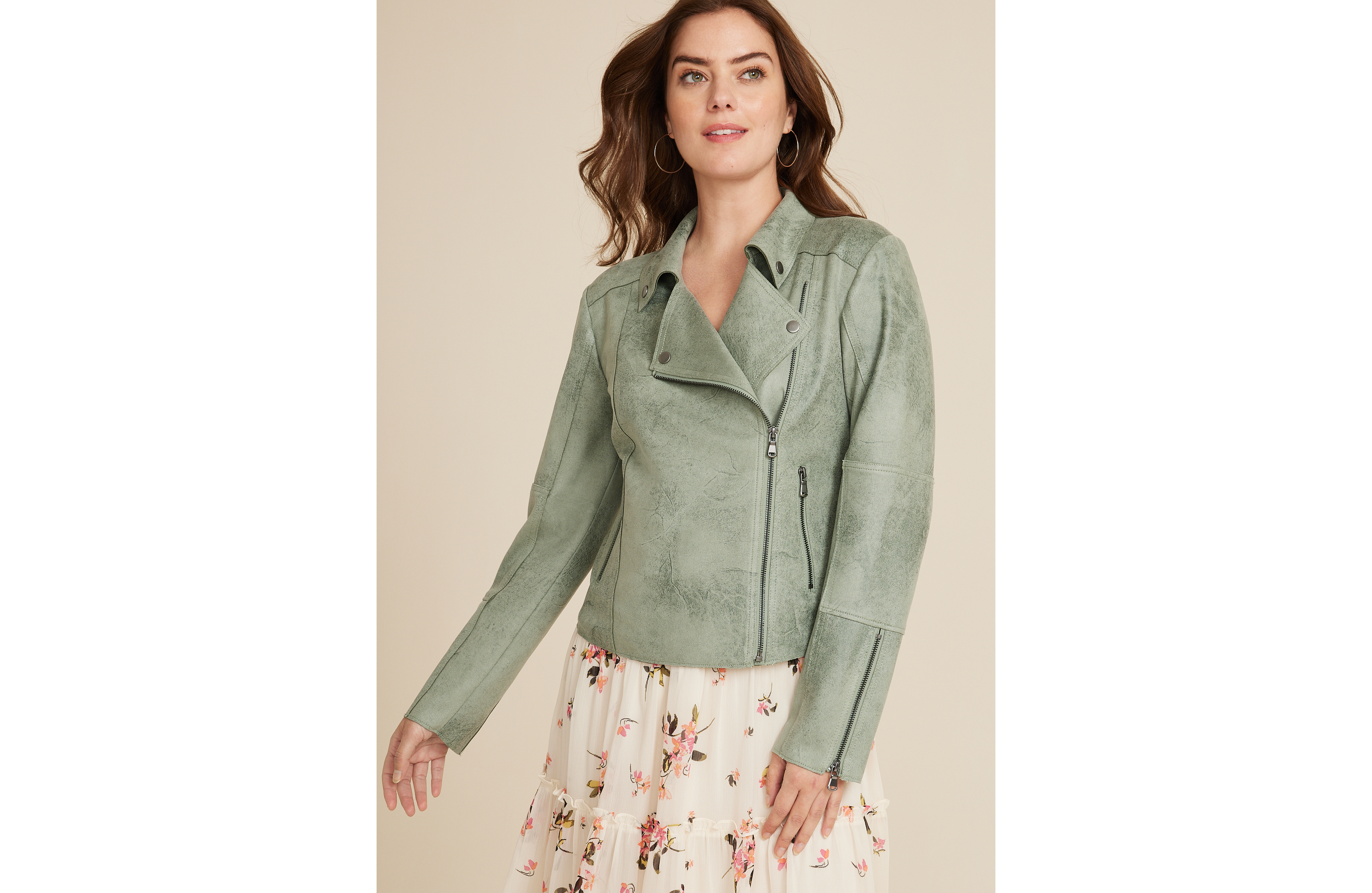Faux Suede Moto Jacket
