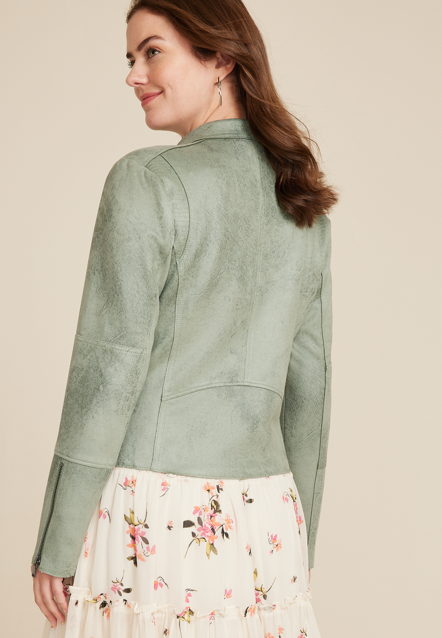 Faux Suede Moto Jacket, C4854, large