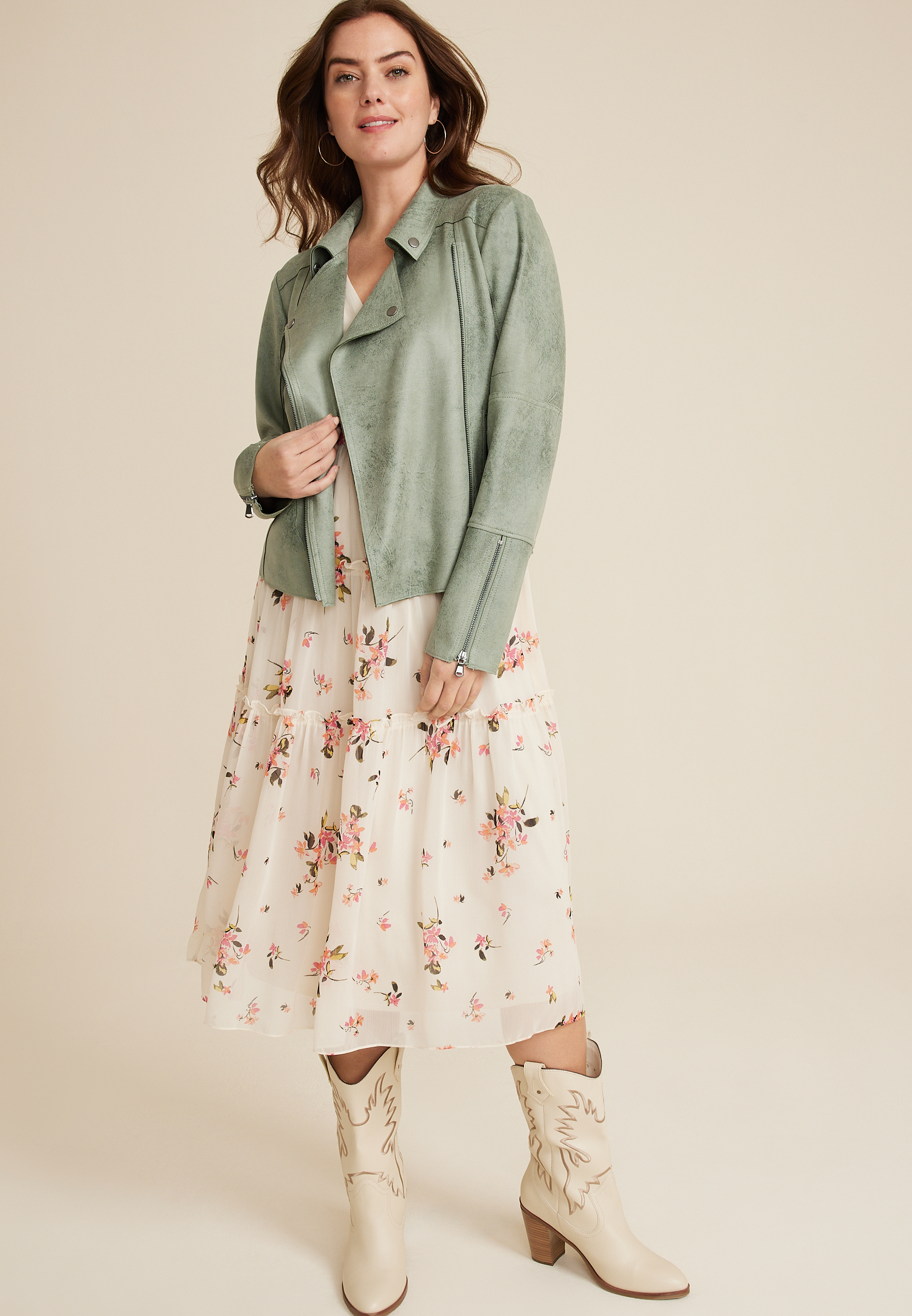 Faux Suede Moto Jacket, C4854, large