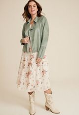 Faux Suede Moto Jacket, C4854, small