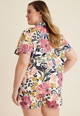 Plus Size Button Down Top And Short Pajama Set, C1524, small