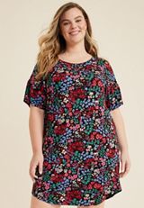 Plus Size Short Sleeve Pajama Shirt, C2489, small