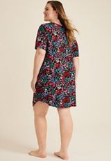 Plus Size Short Sleeve Pajama Shirt, C2489, small