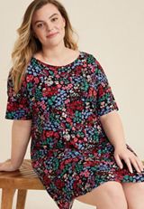 Plus Size Short Sleeve Pajama Shirt, C2489, small