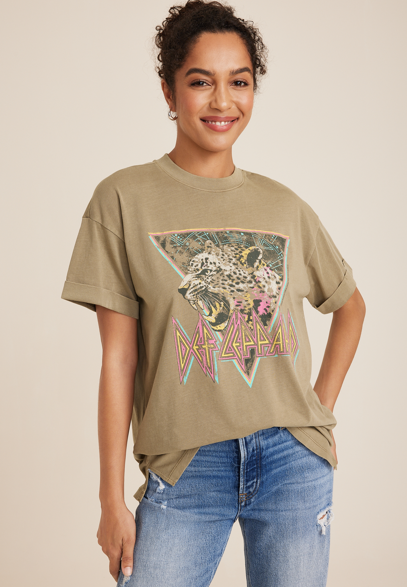 Def Leppard Vintage Oversized Graphic Tee, C211, large