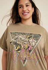 Plus Size Def Leppard Vintage Oversized Graphic Tee, TAUPE, small