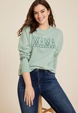 Mama Embroidered French Terry Relaxed Fit Sweatshirt, C9312, small