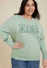 Plus Size Mama Embroidered French Terry Sweatshirt, C9312, small