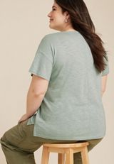 Plus Size Grow In Grace Embroidered Floral Classic Fit Graphic Tee, JADE MIST, small