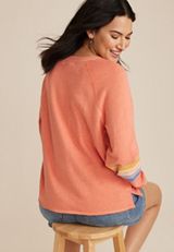 Sun Embroidered French Terry Relaxed Fit Sweatshirt, C283, small