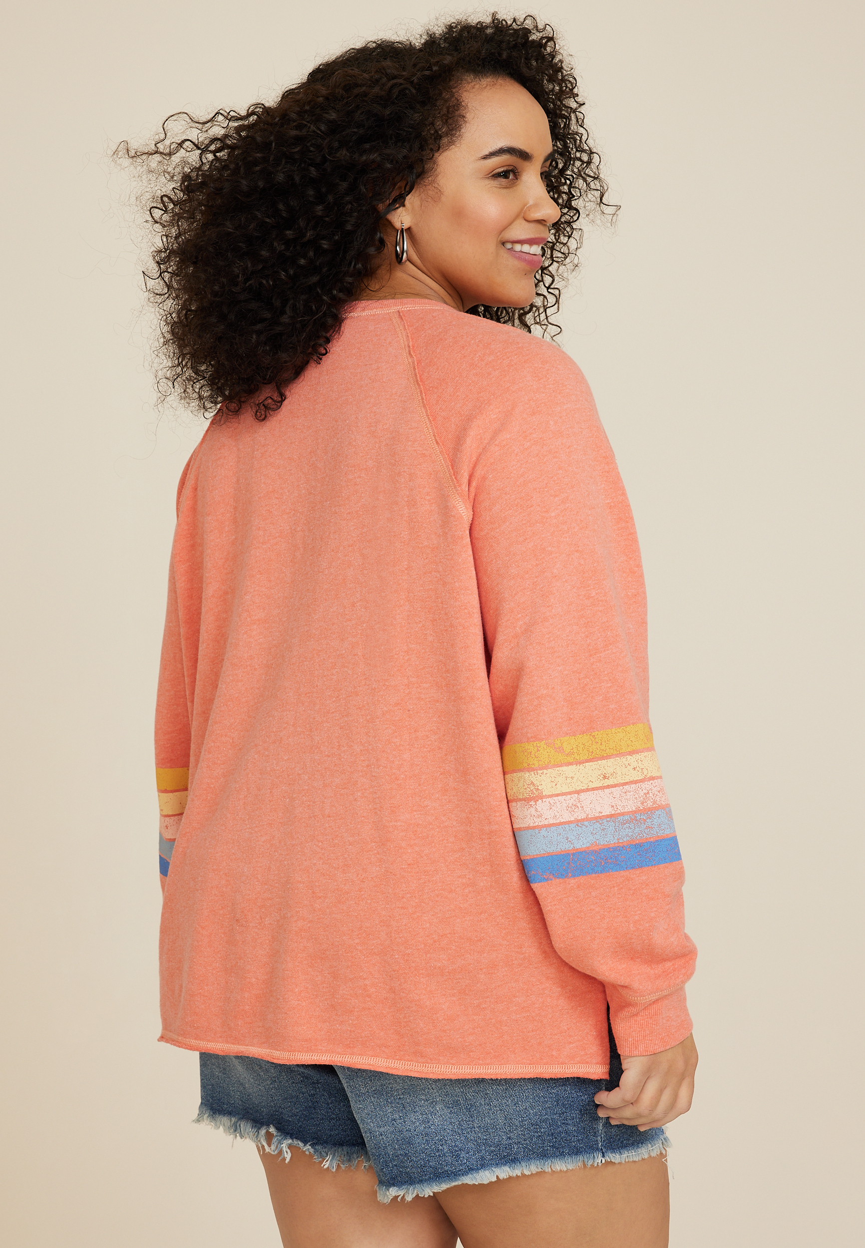 Plus Size Sun Embroidered French Terry Sweatshirt, C283, large