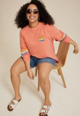 Plus Size Sun Embroidered French Terry Sweatshirt, C283, small
