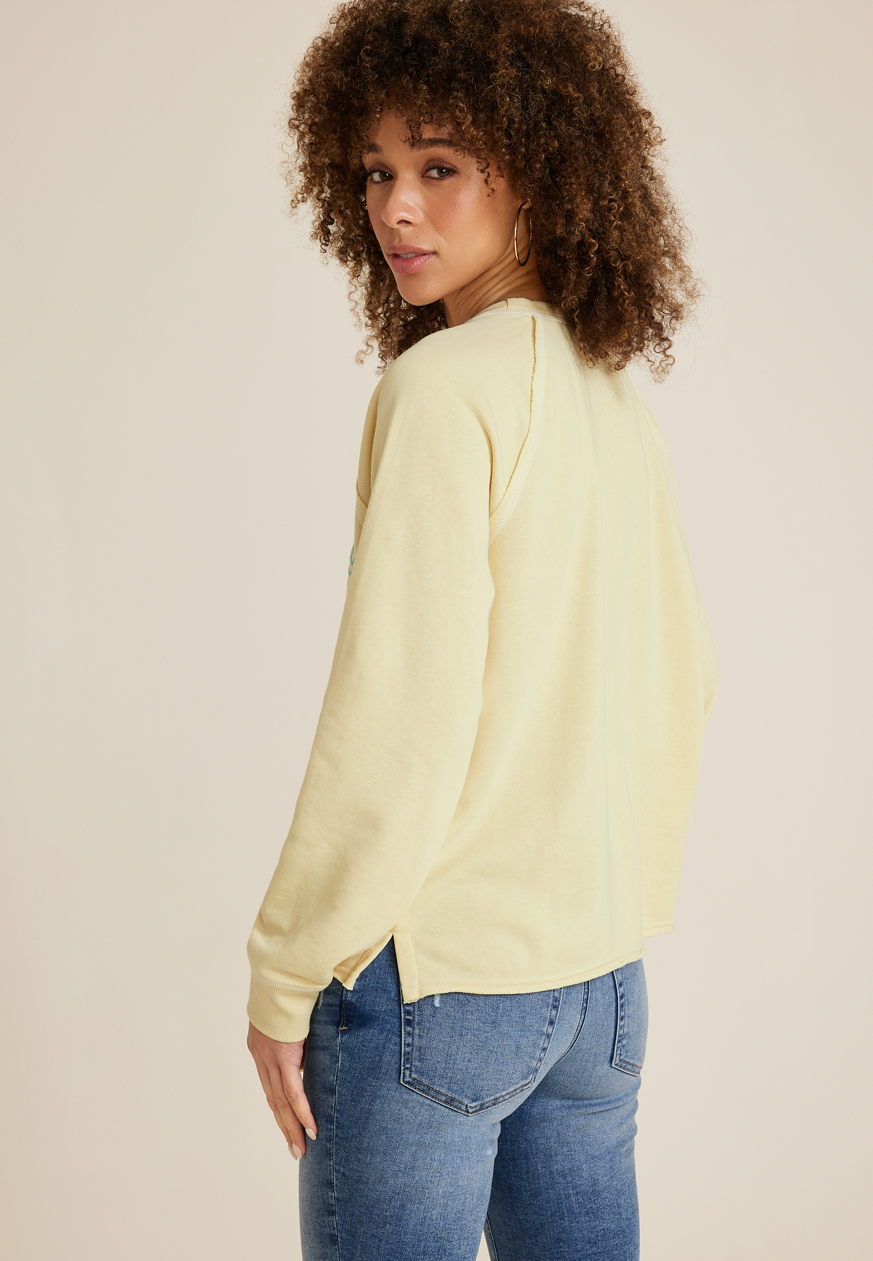 Sunkissed Embroidered French Terry Sweatshirt, C4350, large